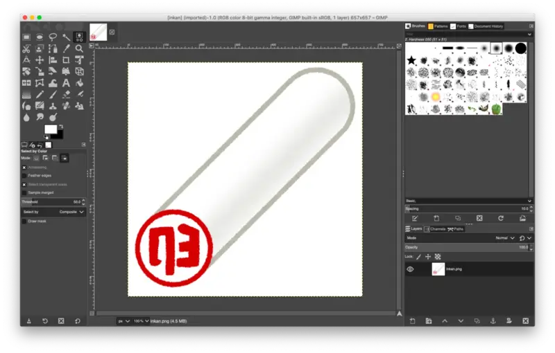 GIMPで画像を開いた状態